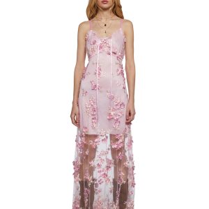 Womens Sexy Vday 3D Floral Mesh Maxi Dress Sugar Thrillz - Pink