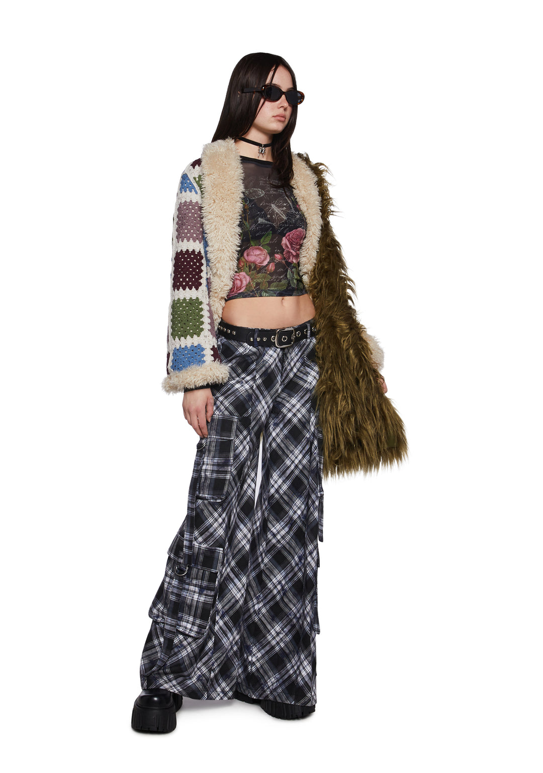 Sheer Mesh Letter Butterfly Rose Graphic Print Long Sleeve Top Delia's - Multi - Image 2