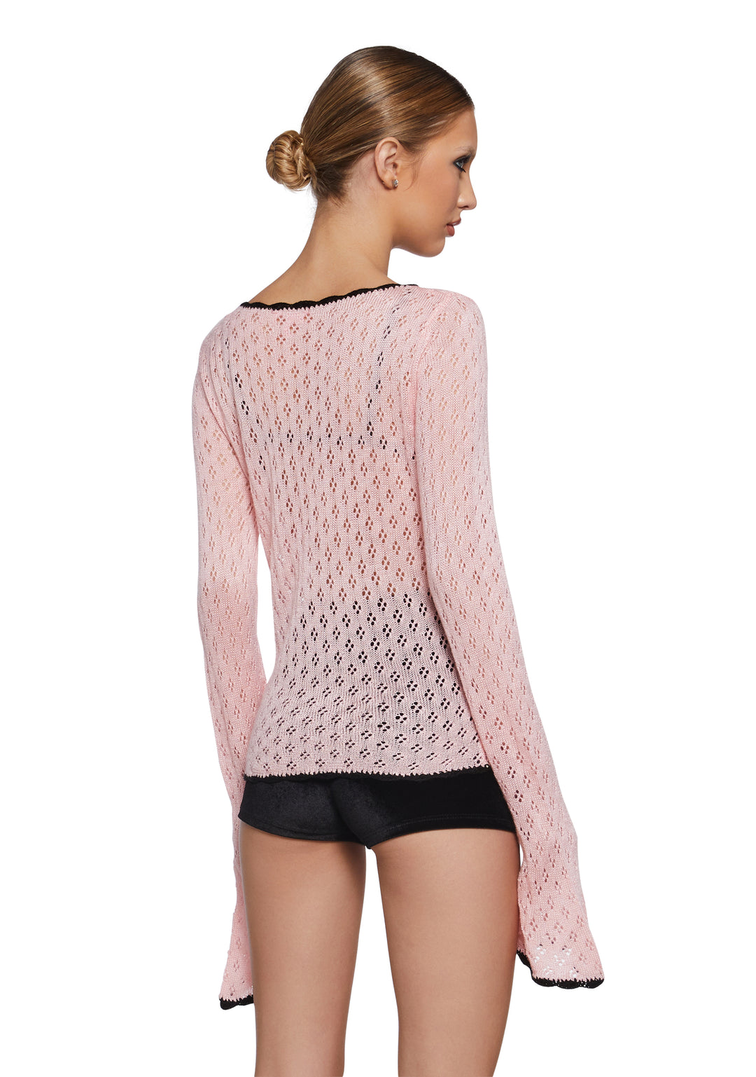 Womens Sexy Graphic Knit Sweater With Heart Graphic Sugar Thrillz - Pink - Image 4