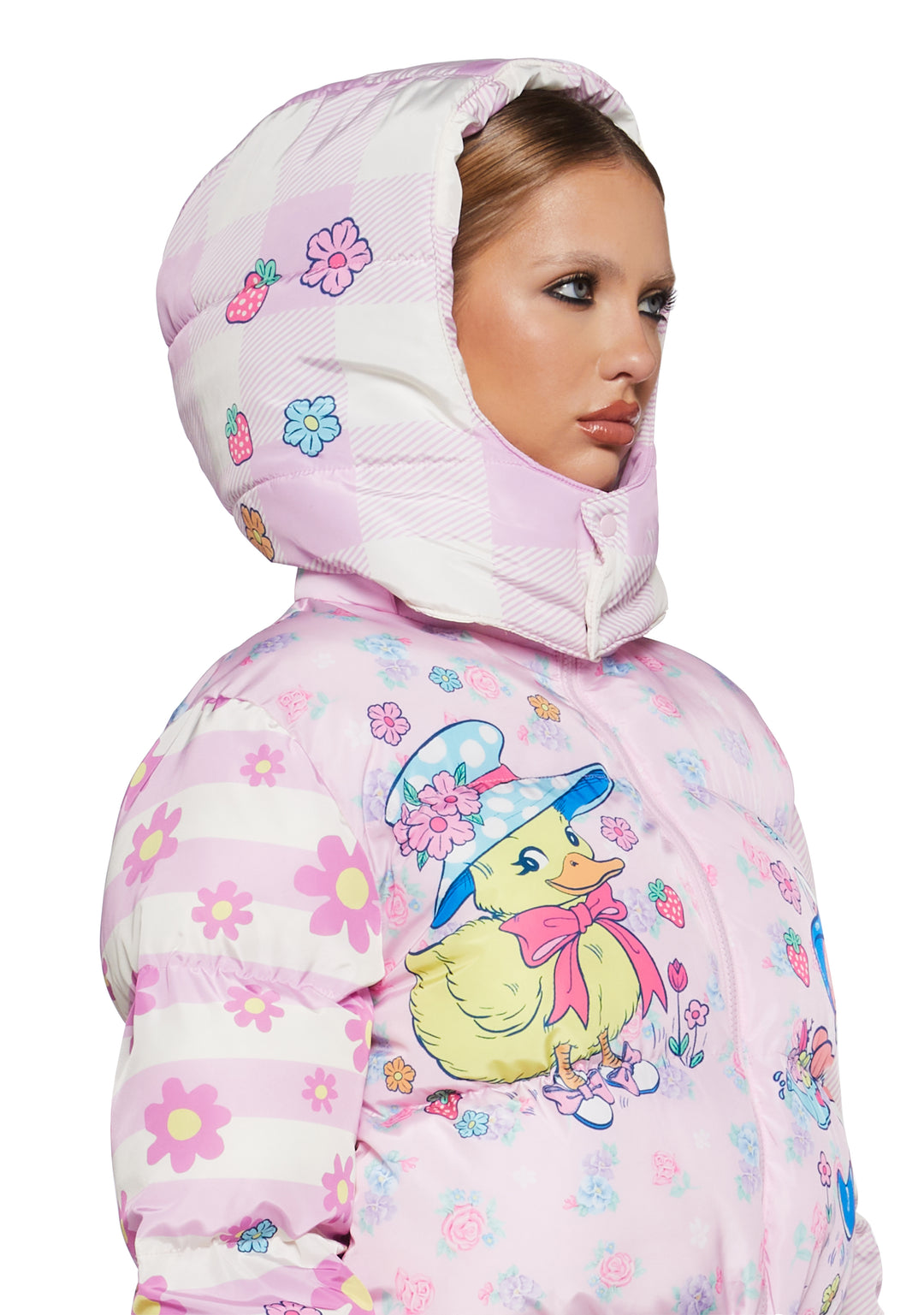 Nylon Quilted Cute Critter Print Puffer Jacket Sugar Thrillz - Multi - Image 6