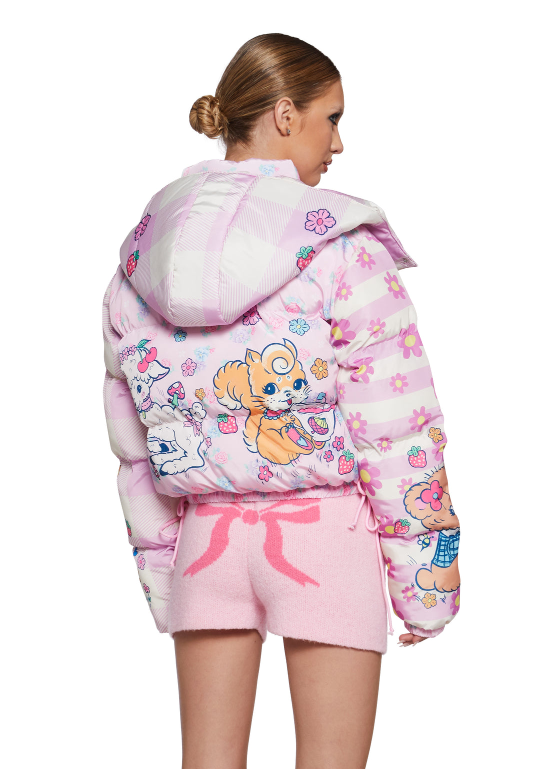 Nylon Quilted Cute Critter Print Puffer Jacket Sugar Thrillz - Multi - Image 4