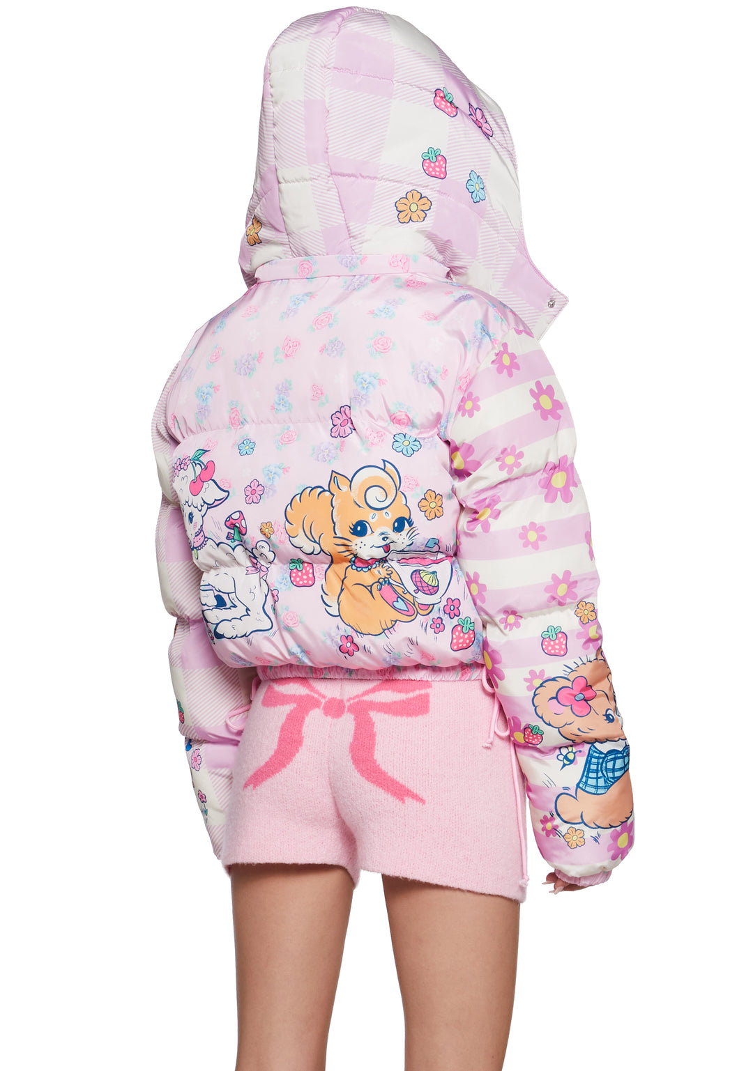 Nylon Quilted Cute Critter Print Puffer Jacket Sugar Thrillz - Multi - Image 5