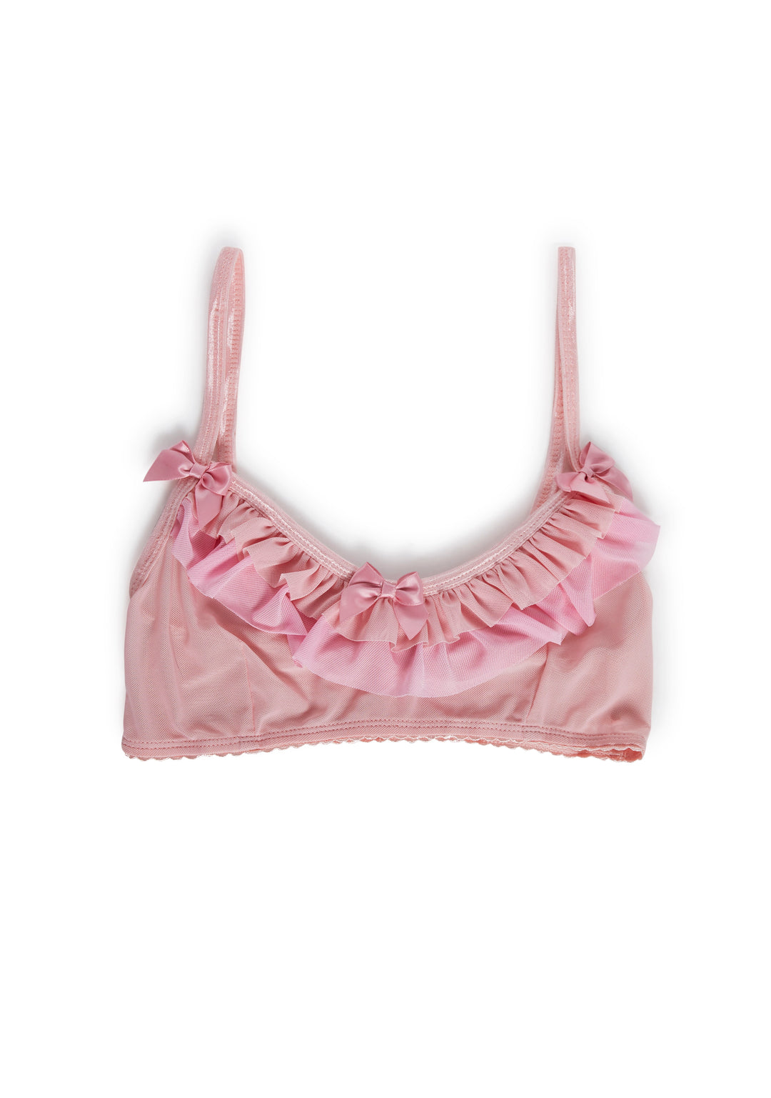 Womens Sexy Vday Sheer Mesh Bra With Ruffles Sugar Thrillz - Pink - Image 6