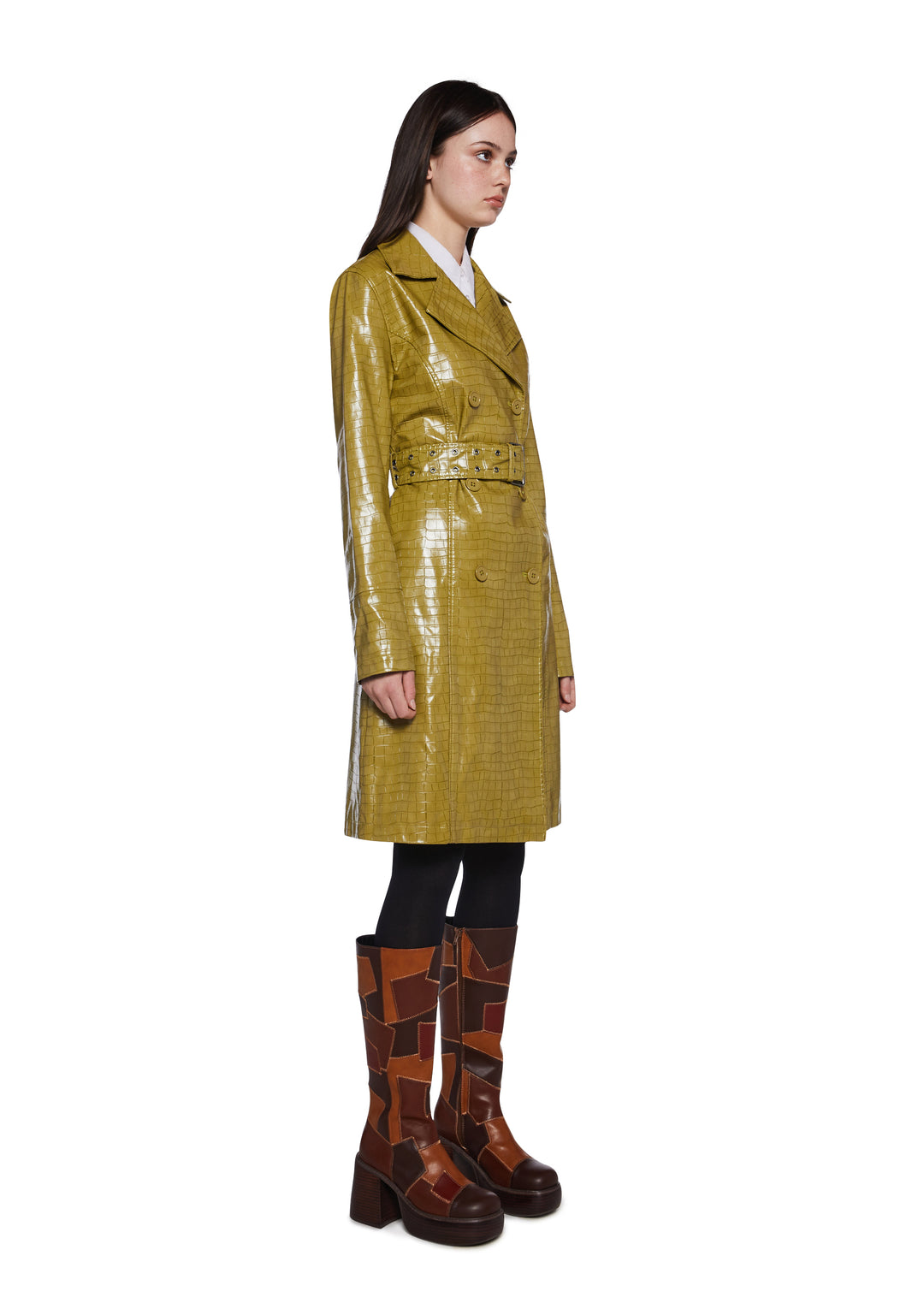 Womens Croc Trench Coat Current Mood - Green - Image 3
