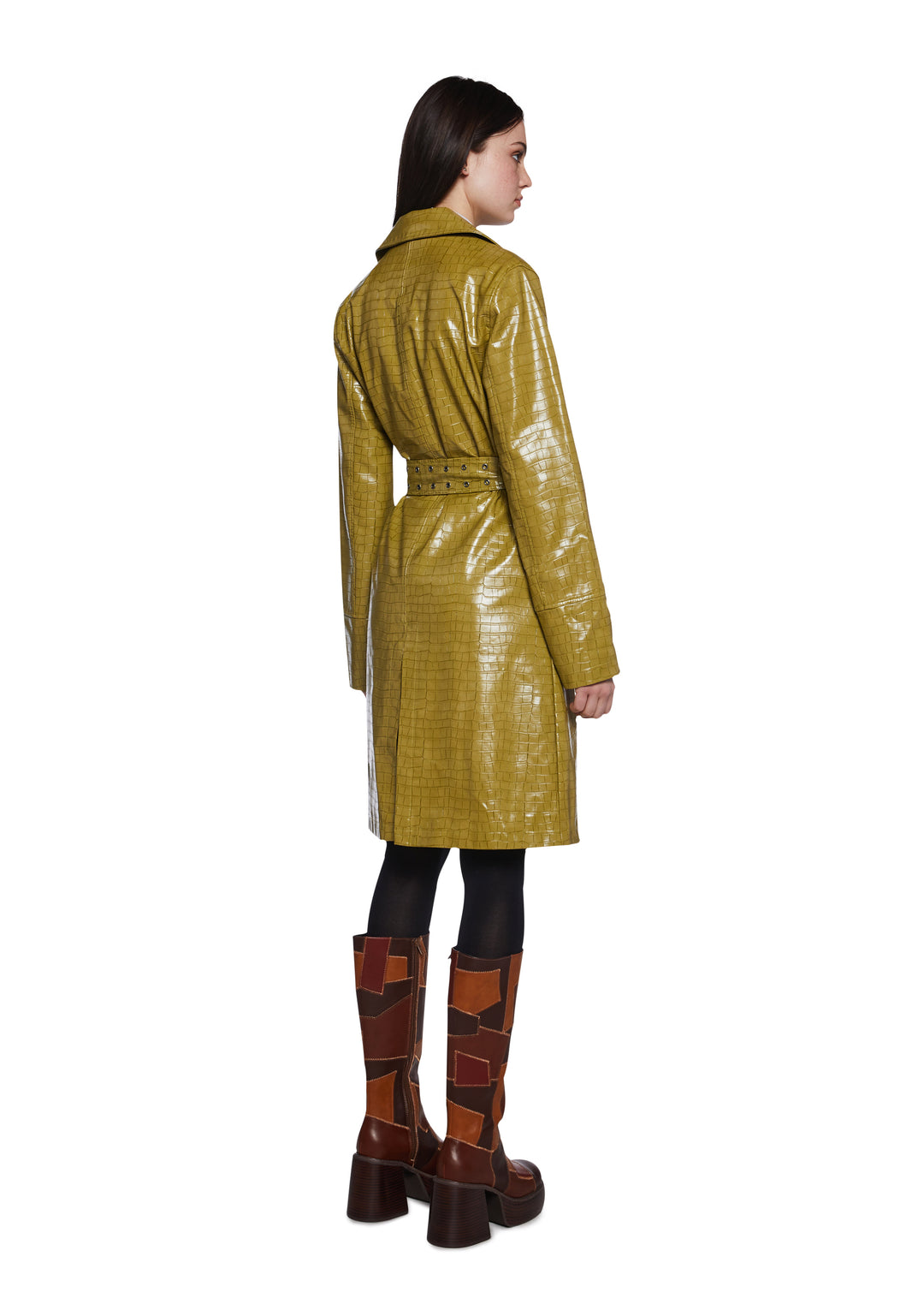 Womens Croc Trench Coat Current Mood - Green - Image 4