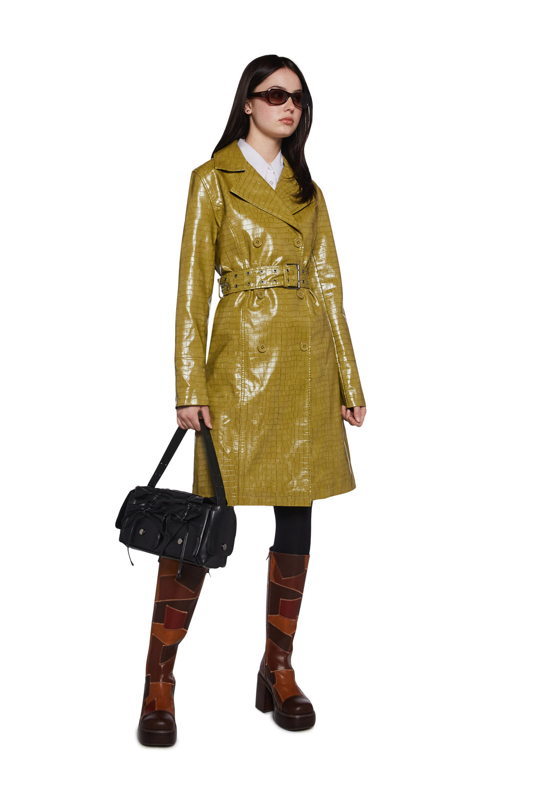Womens Croc Trench Coat Current Mood - Green - Image 2