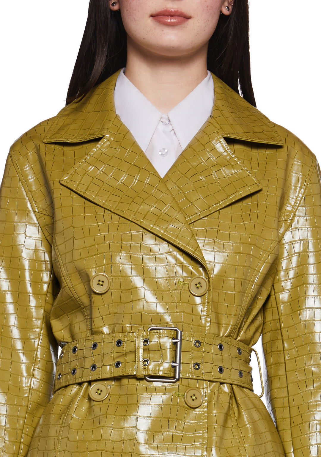 Womens Croc Trench Coat Current Mood - Green - Image 5