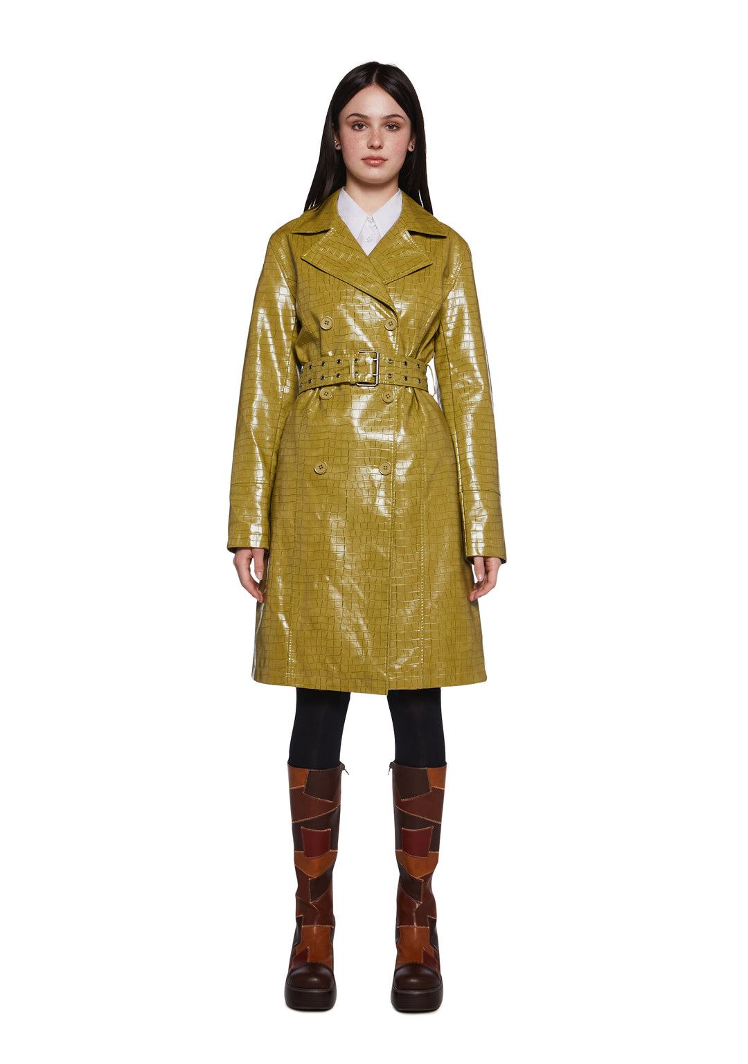Womens Croc Trench Coat Current Mood - Green