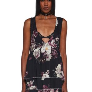 Womens Floral Print Babydoll Dress Current Mood - Multi