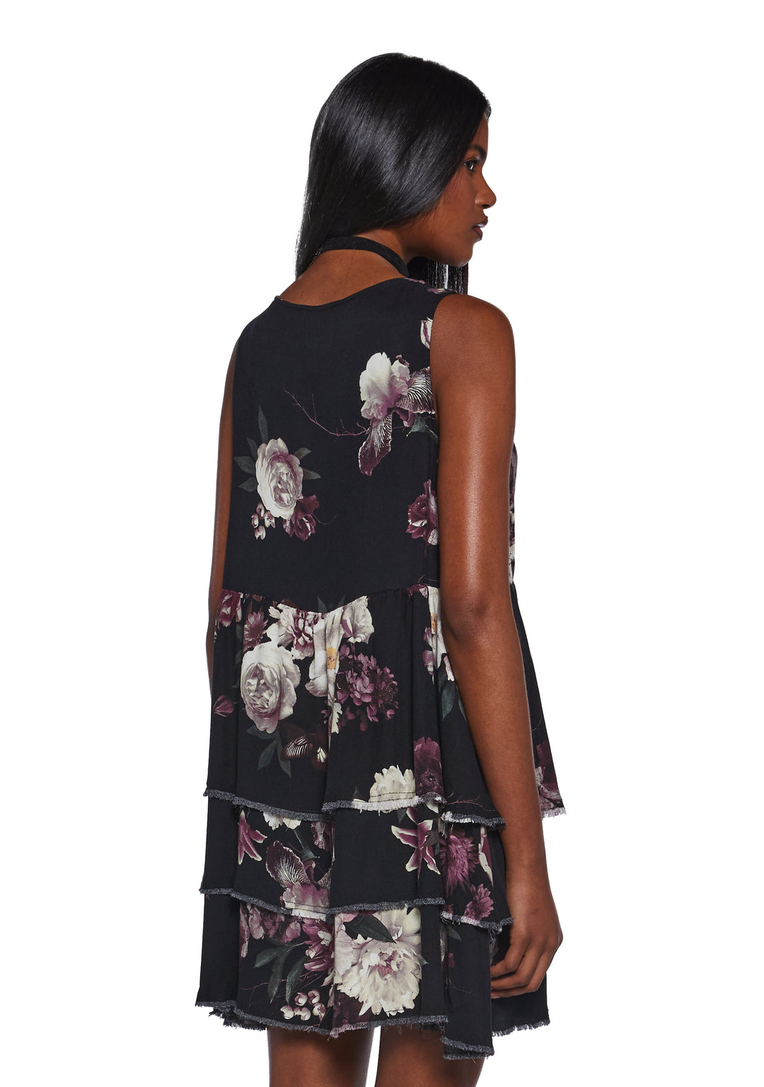 Womens Floral Print Babydoll Dress Current Mood - Multi - Image 4