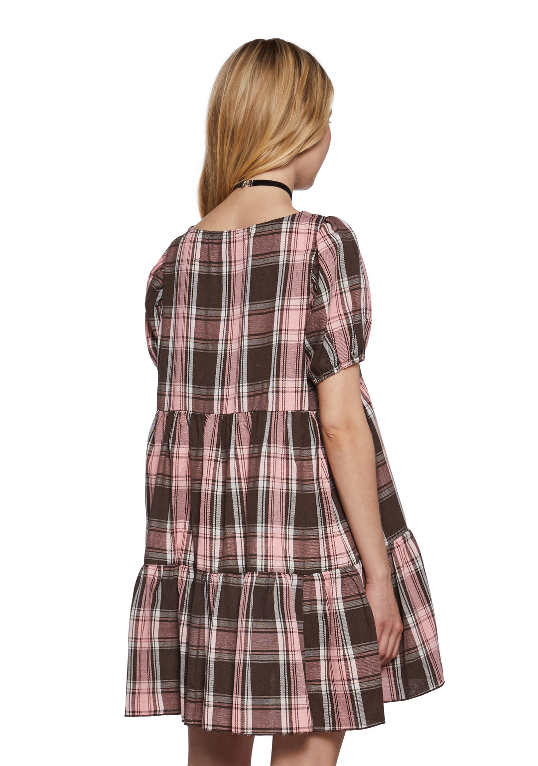 Womens Preppy Plaid Babydoll Dress Delias - Multi - Image 4