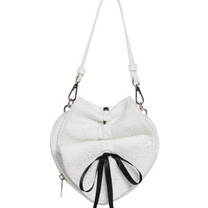 Heart Shaped Eyelet Purse Sugar Thrillz - White
