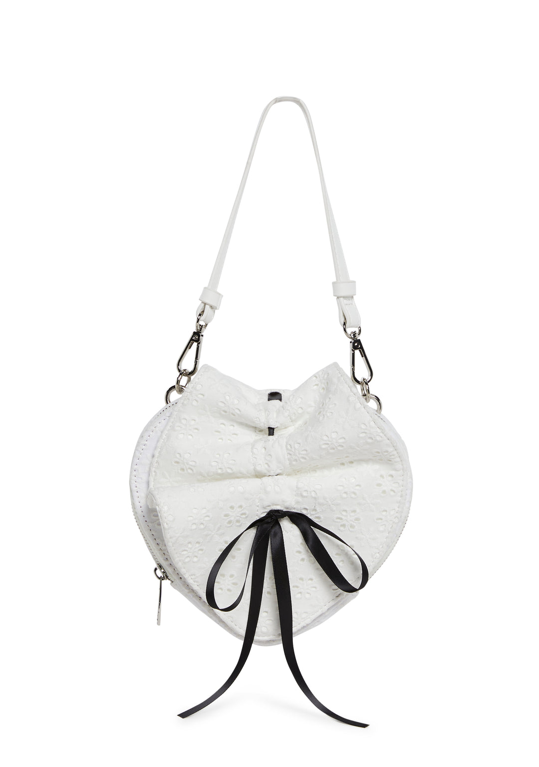 Heart Shaped Eyelet Purse Sugar Thrillz - White