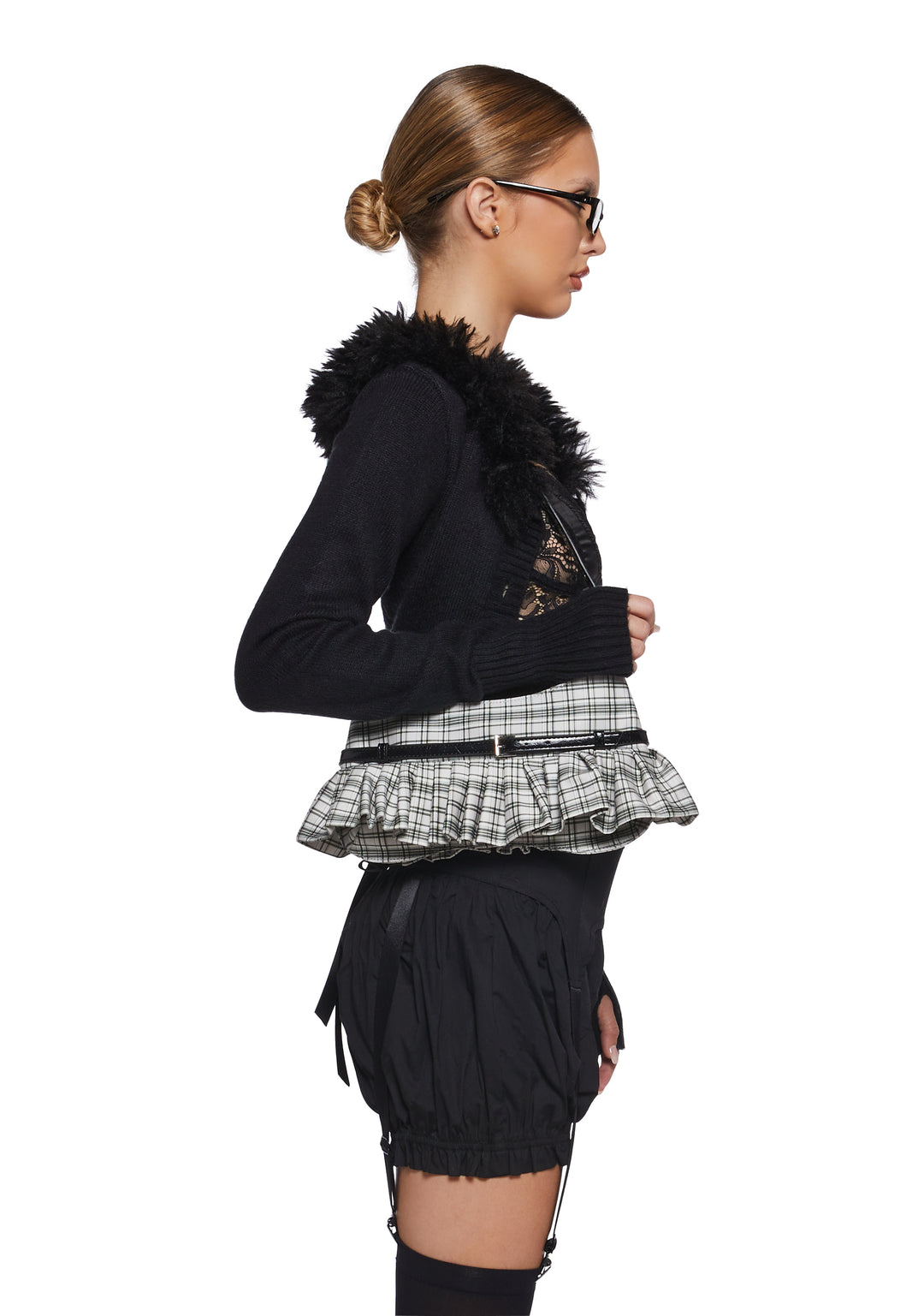 Womens Plaid Skirt Baguette Shoulder Bag Sugar Thrillz - Plaid - Image 2