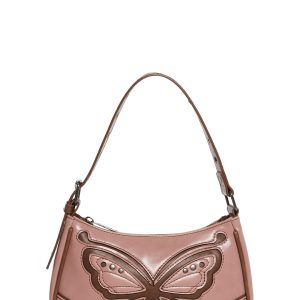 Womens Butterfly Vegan Leather Shoulder Baguette Bag Purse Delias - Pink