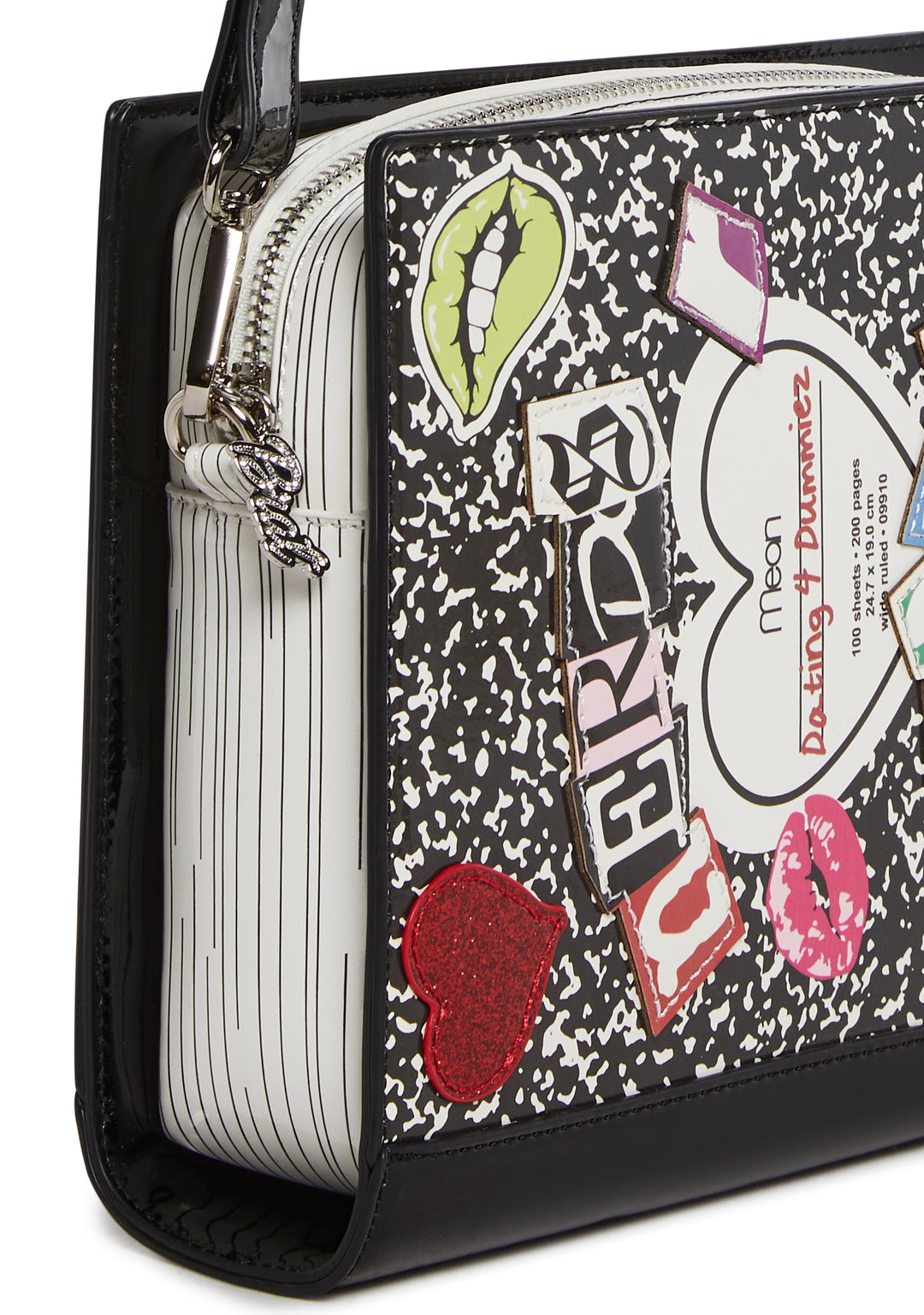 Patent Vegan Leather Composition Book Shaped Crossbody Bag Sugar Thrillz - Multi - Image 8