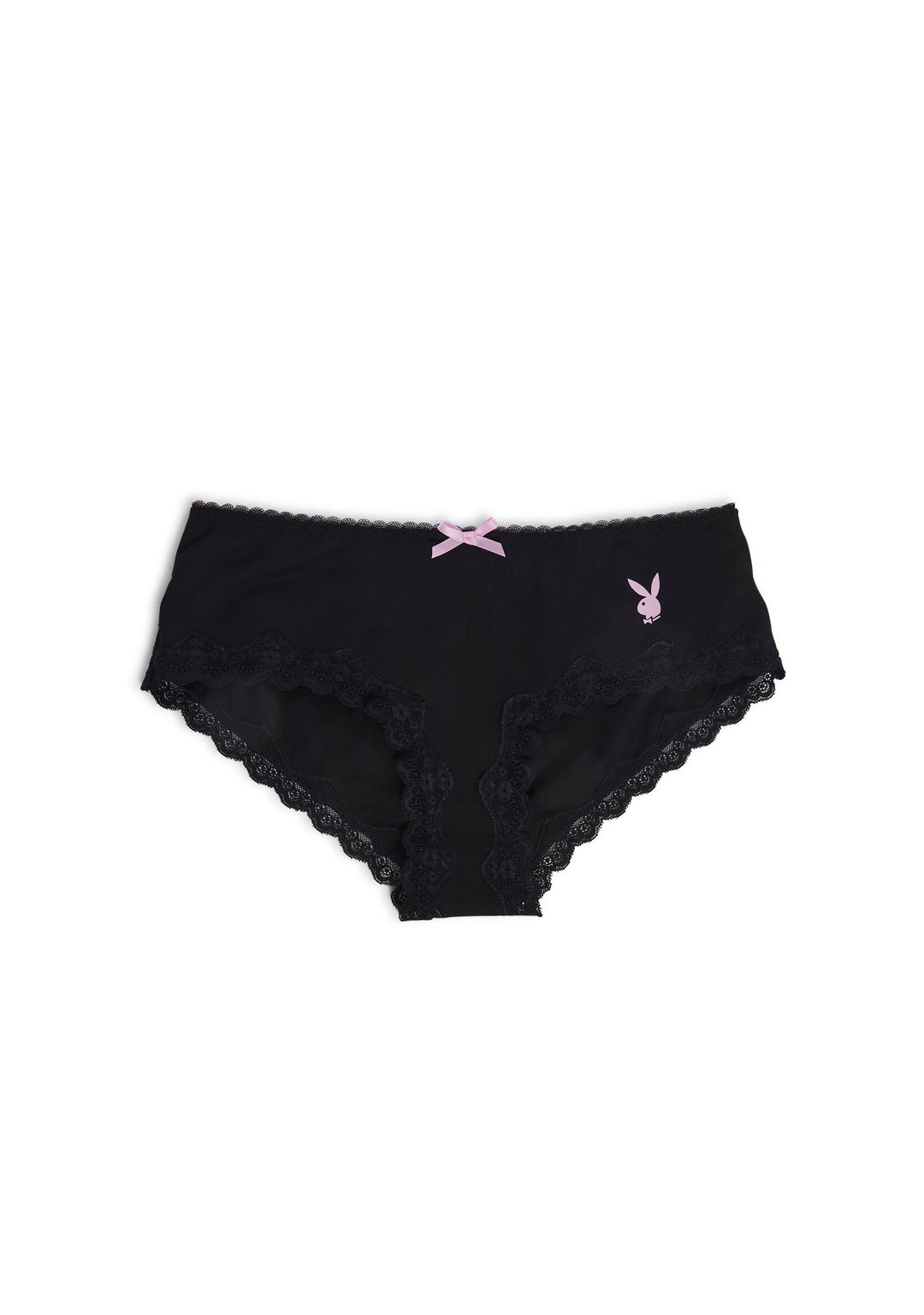 Dolls Kill x Playboy Soft Knit Scalloped Lace Logo Hipster Playmate Panty - Black - Image 11