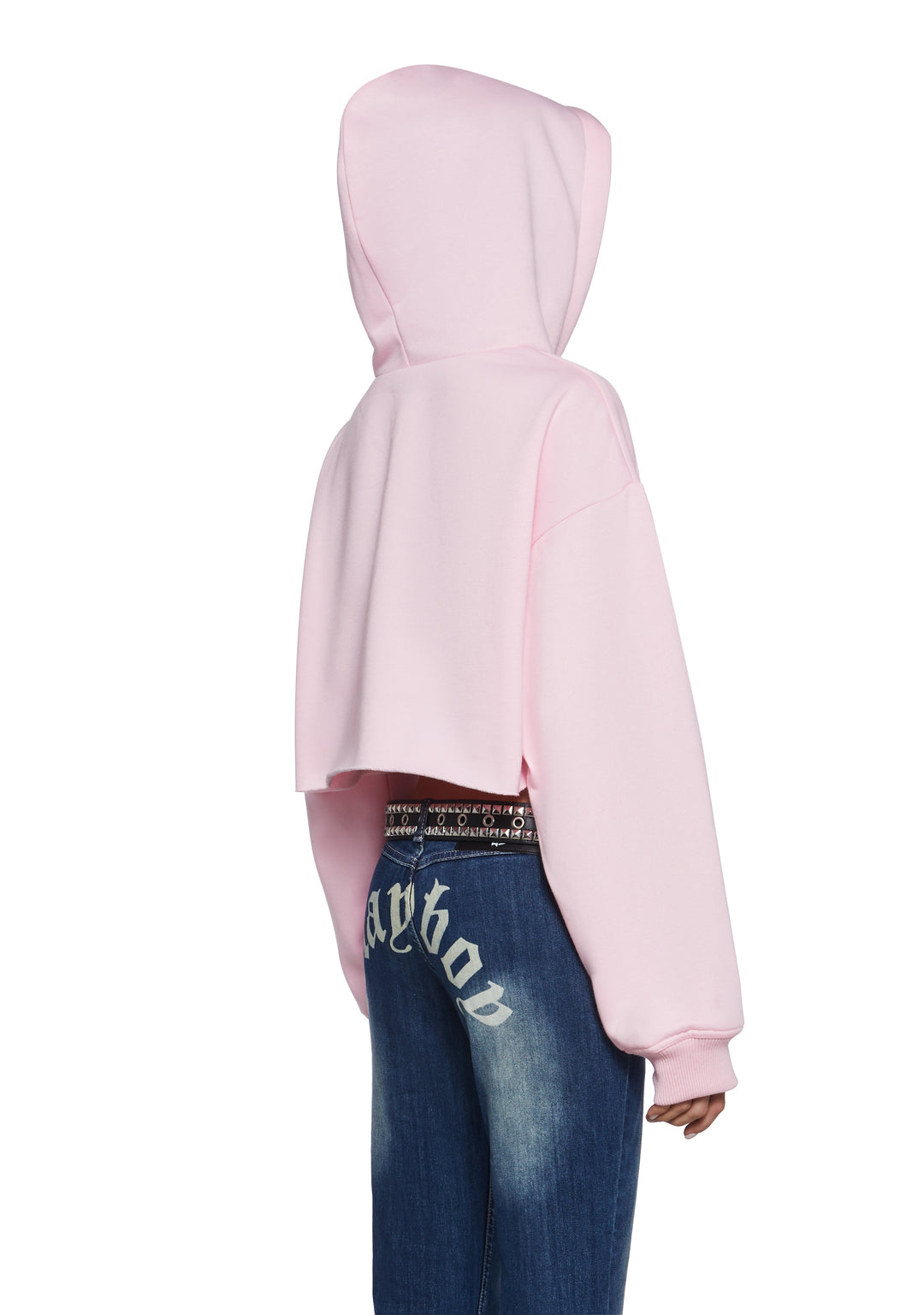Dolls Kill x Playboy Playmate Fleece Graphic Logo Cropped Hoodie - Pink - Image 4