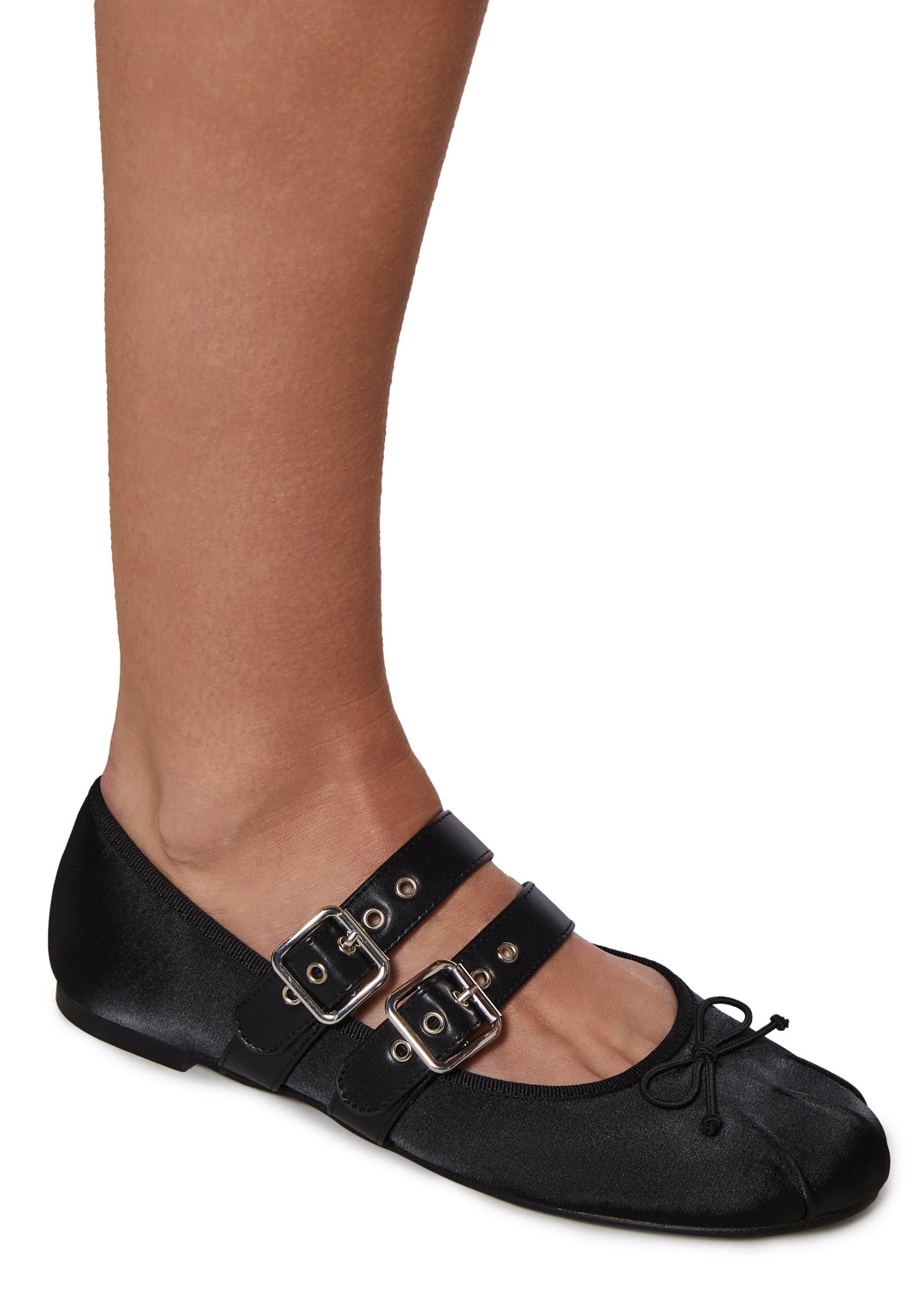 Knit Ribbed Removable Leg Warmer Ballet Flats Sugar Thrillz - Black/White - Image 2