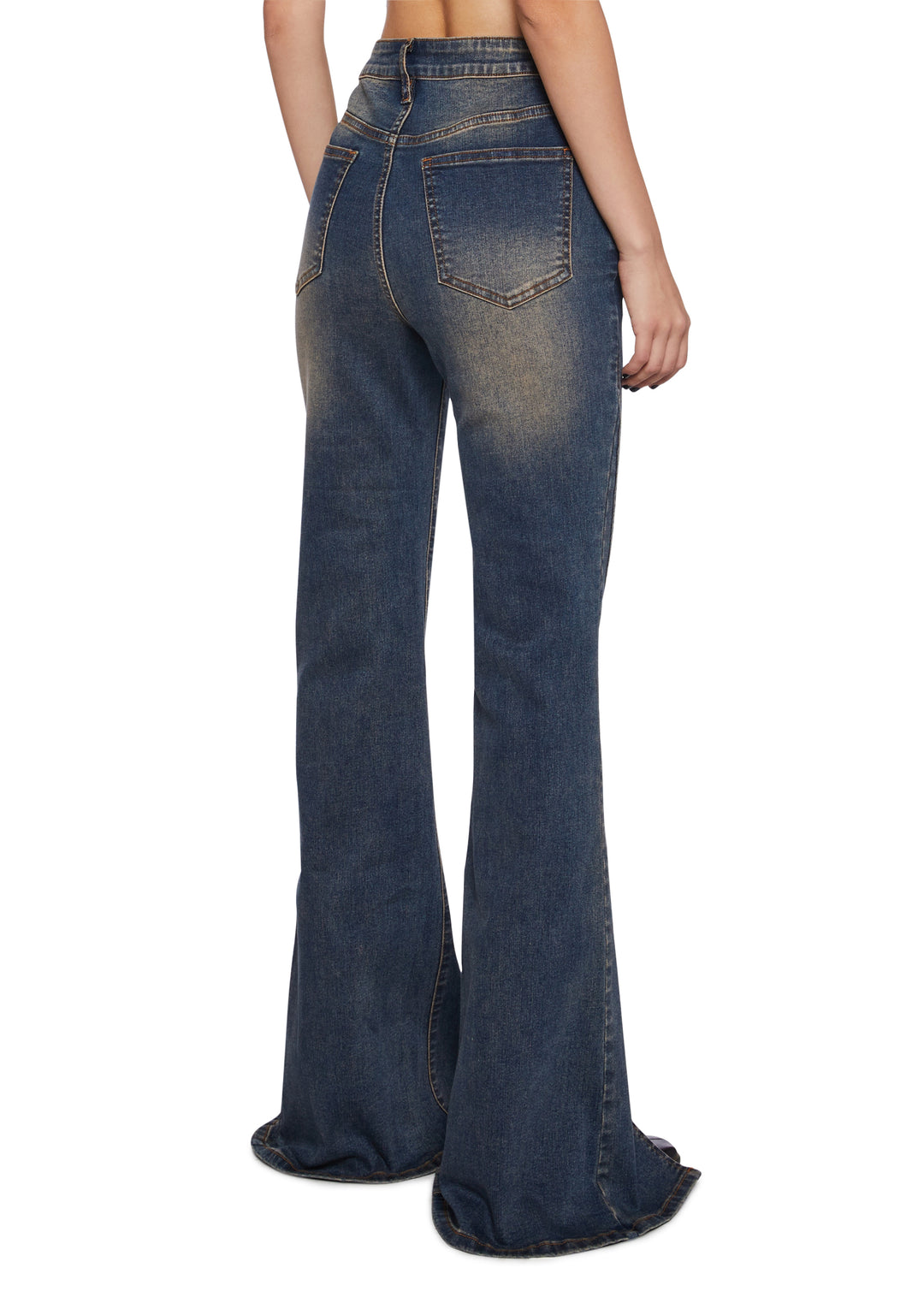Sexy Womens Split Hem Denim Jeans - Blue - Image 4