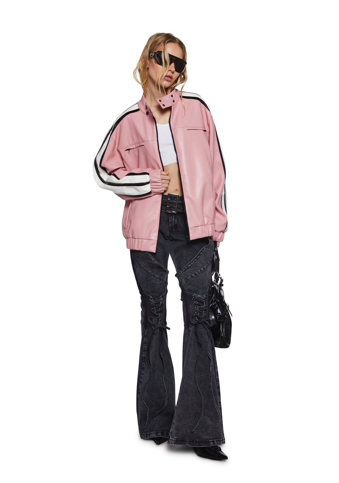 Womens Oversized Moto Jacket Generation Kiss - Pink - Image 6