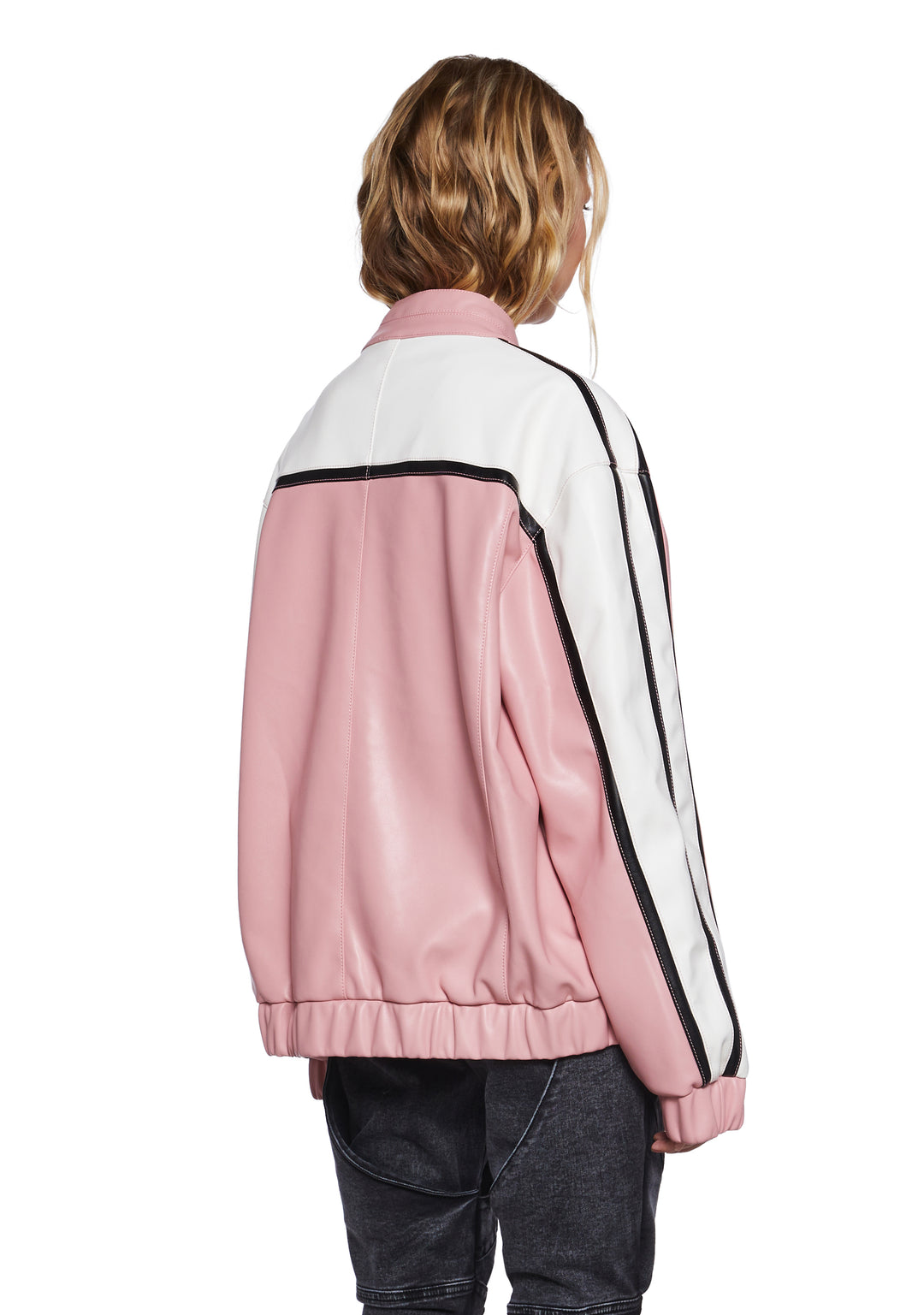Womens Oversized Moto Jacket Generation Kiss - Pink - Image 4