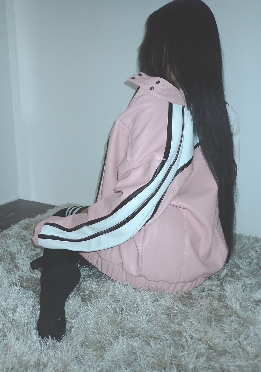 Womens Oversized Moto Jacket Generation Kiss - Pink - Image 8