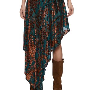 Womens Mesh Flocked Floral Midi Skirt Current Mood - Multi