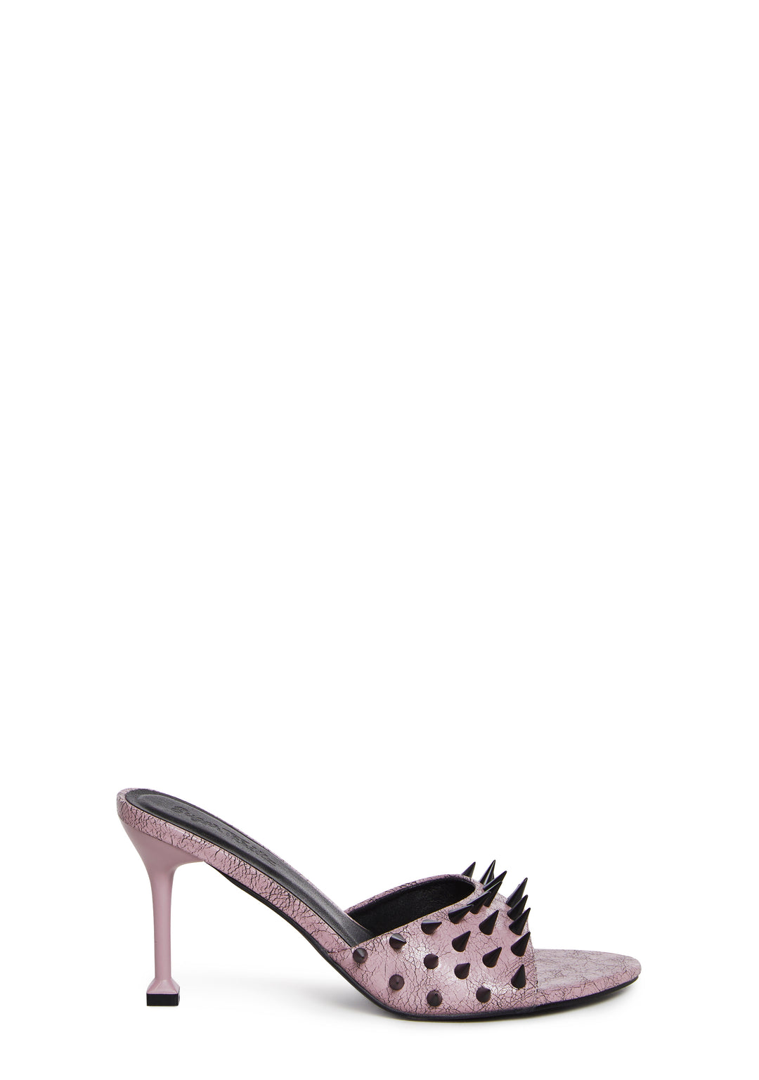 Vegan Leather Distressed Spiked Slide Peep Toe Heels Sugar Thrillz - Pink