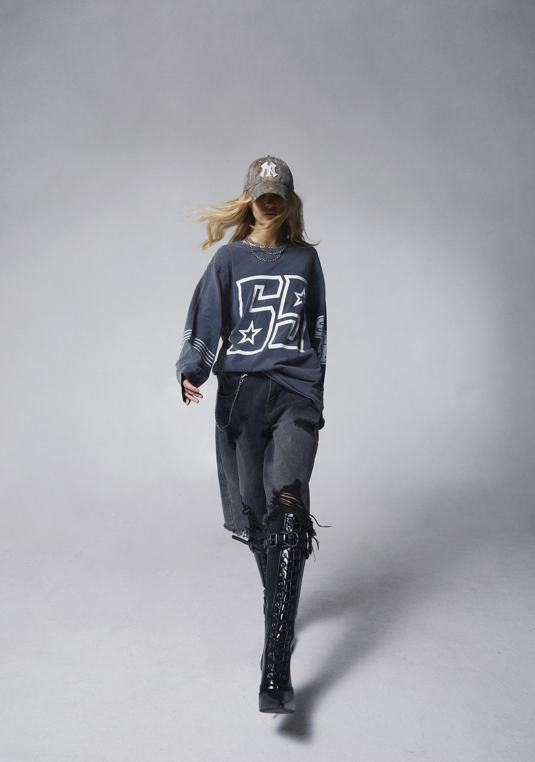 Womens Star 69 Longsleeve Tee Current Mood - Gray - Image 6