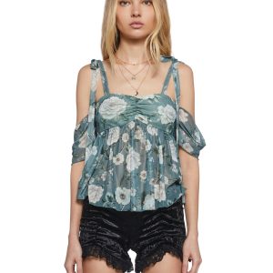 Womens Floral Off The Shoulder Top Current Mood - Multi
