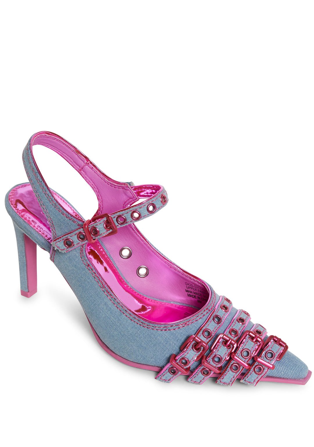Womens Denim Pointed Toe Buckle Slingbacks Generations Kiss - Blue - Image 2