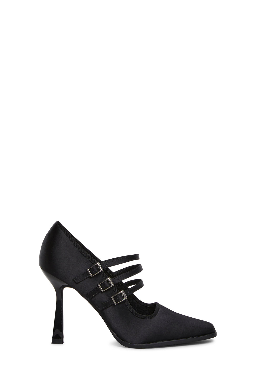 Womens Satin Stiletto Mary Jane Heels Sugar Thrillz - Black