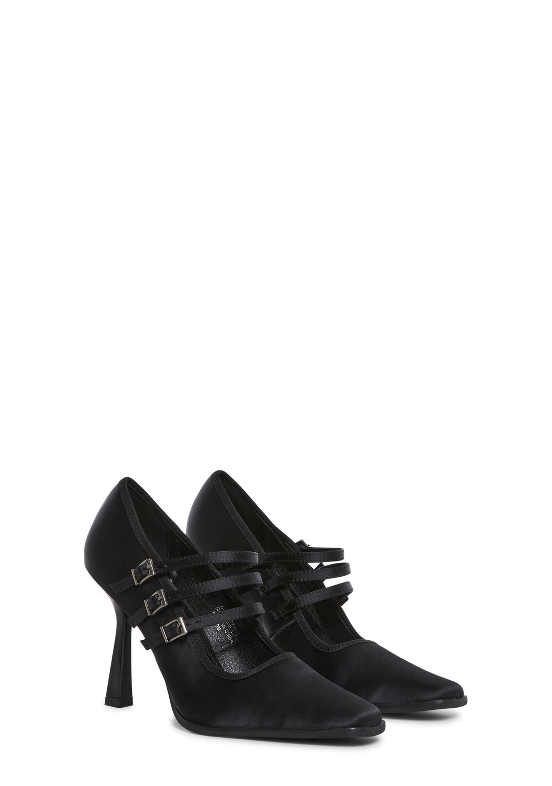 Womens Satin Stiletto Mary Jane Heels Sugar Thrillz - Black - Image 3