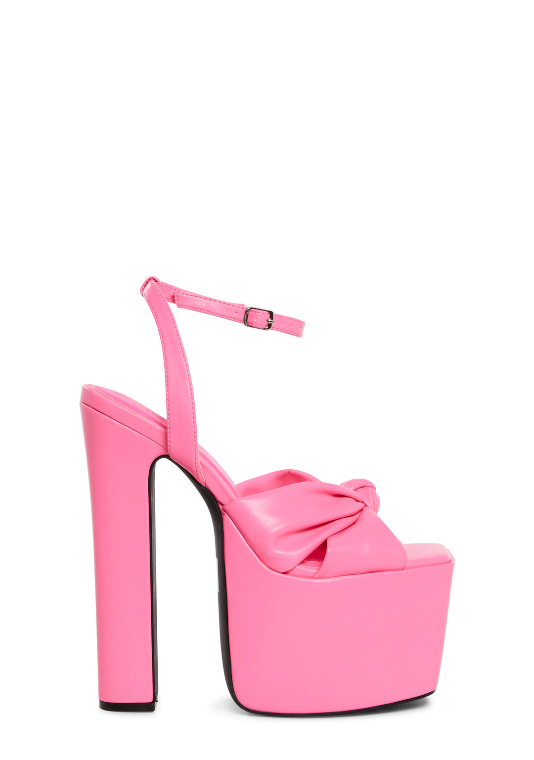 Vegan Leather Platform Sandals With Ankle Buckle Closures Special Occasion Current Mood - Pink