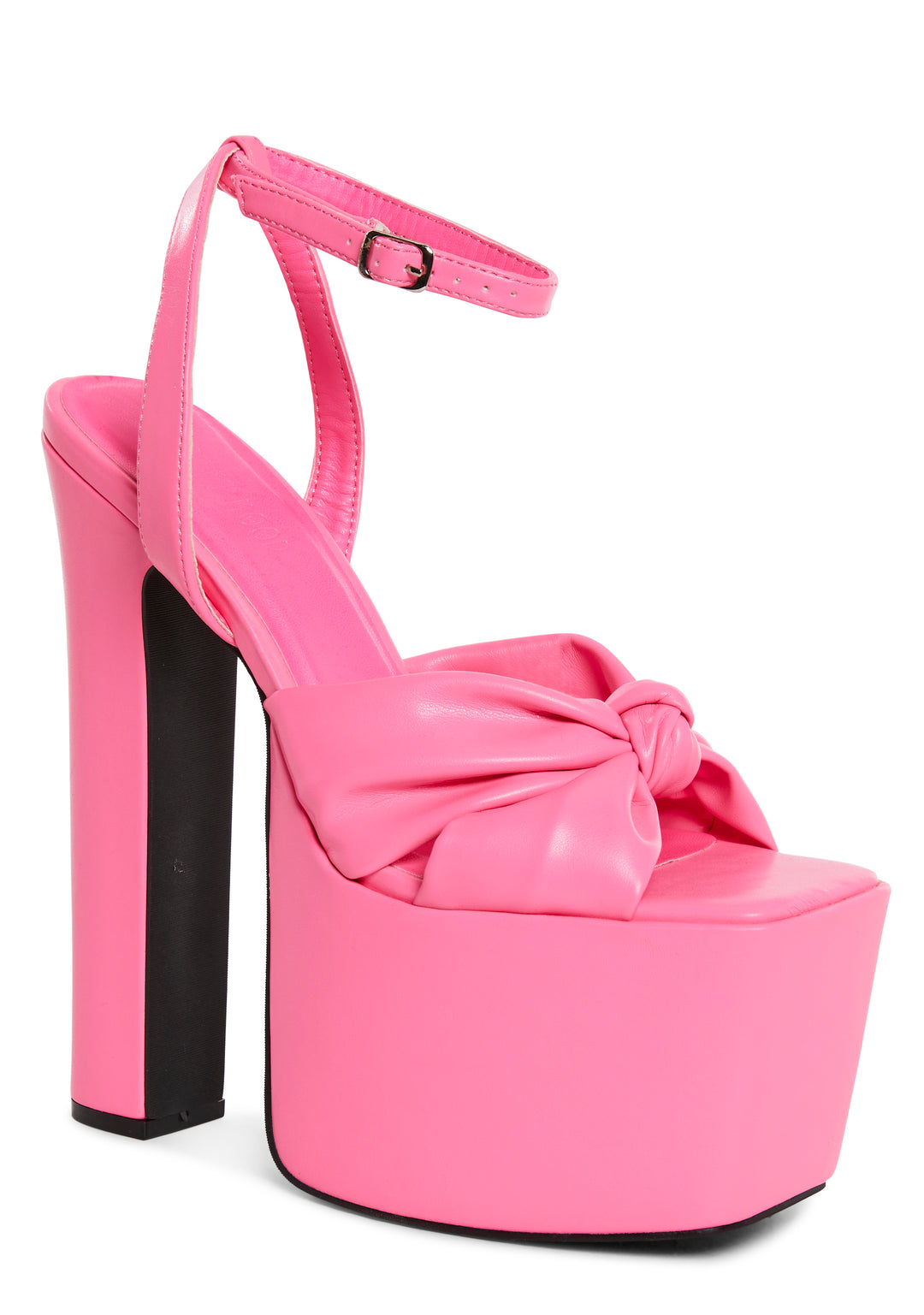 Vegan Leather Platform Sandals With Ankle Buckle Closures Special Occasion Current Mood - Pink - Image 2