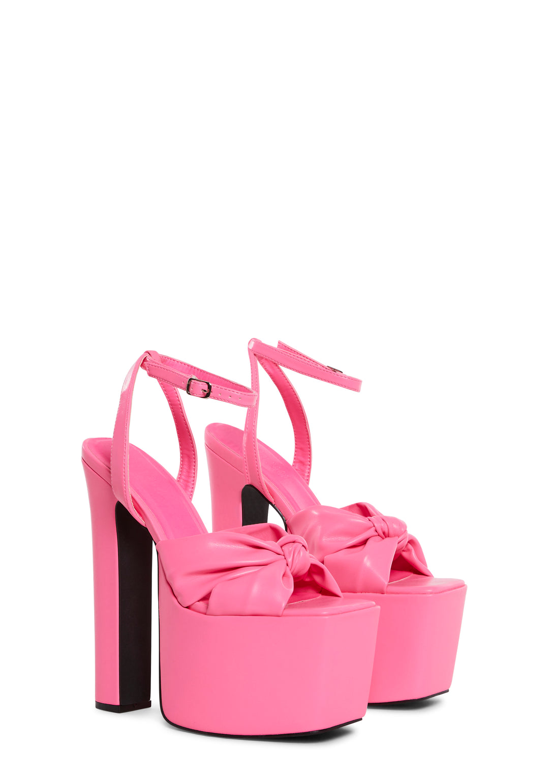 Vegan Leather Platform Sandals With Ankle Buckle Closures Special Occasion Current Mood - Pink - Image 3