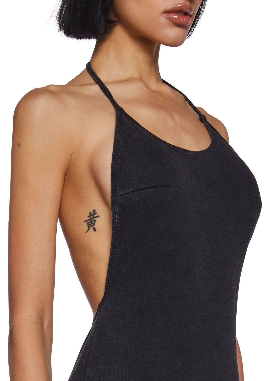 Womens French Terry Halter Mini Dress Current Mood - Black - Image 5