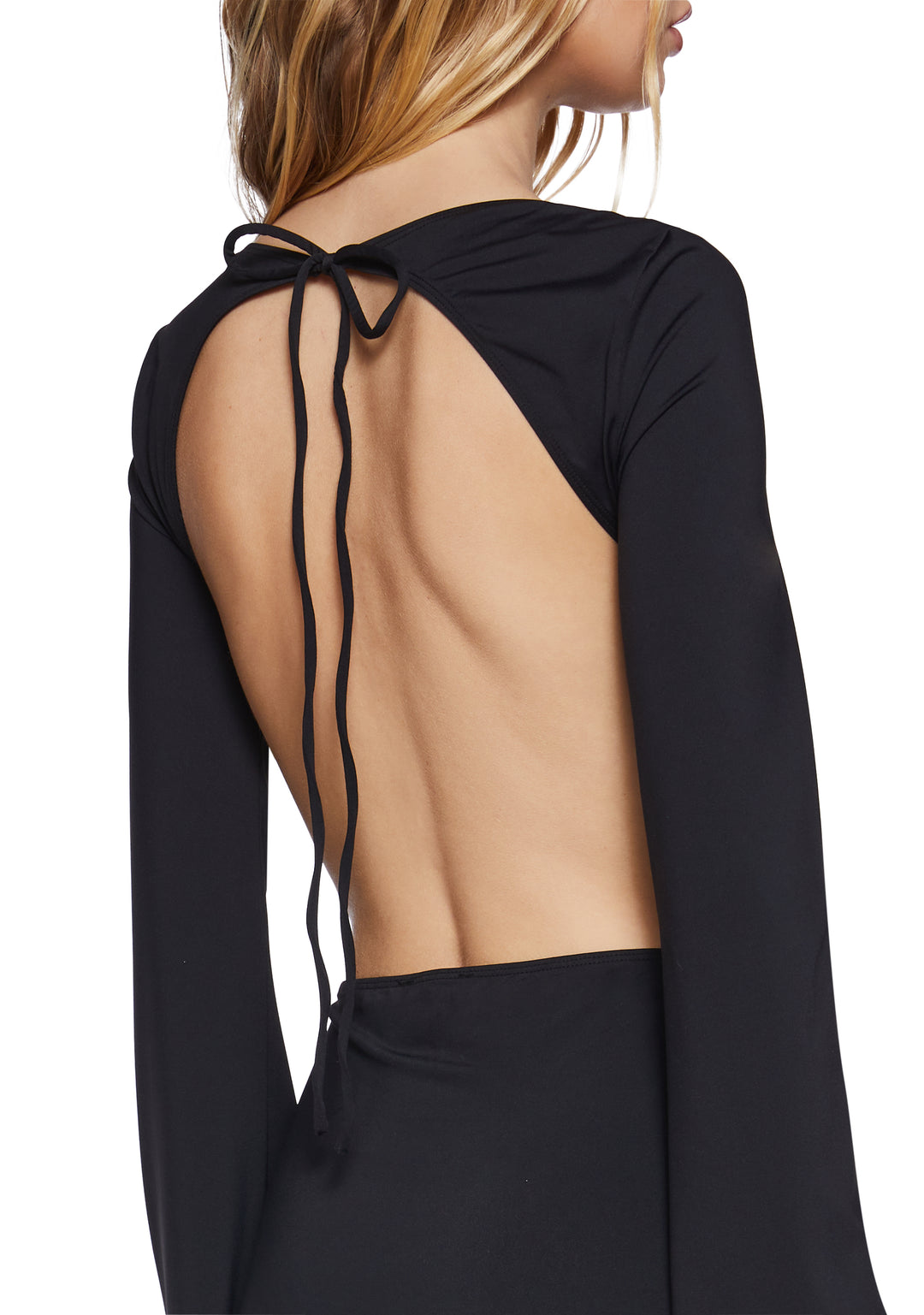 Womens V-Neck Mini Dress With Open Back Generation Kiss - Black - Image 4