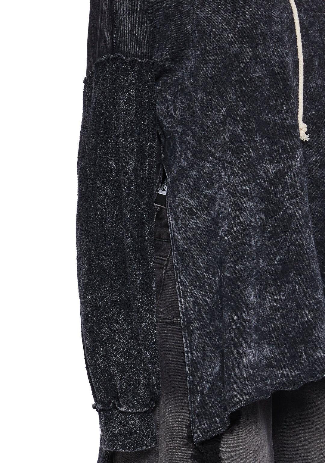 Womens Sexy Washed Hoodie Techno - Black - Image 5