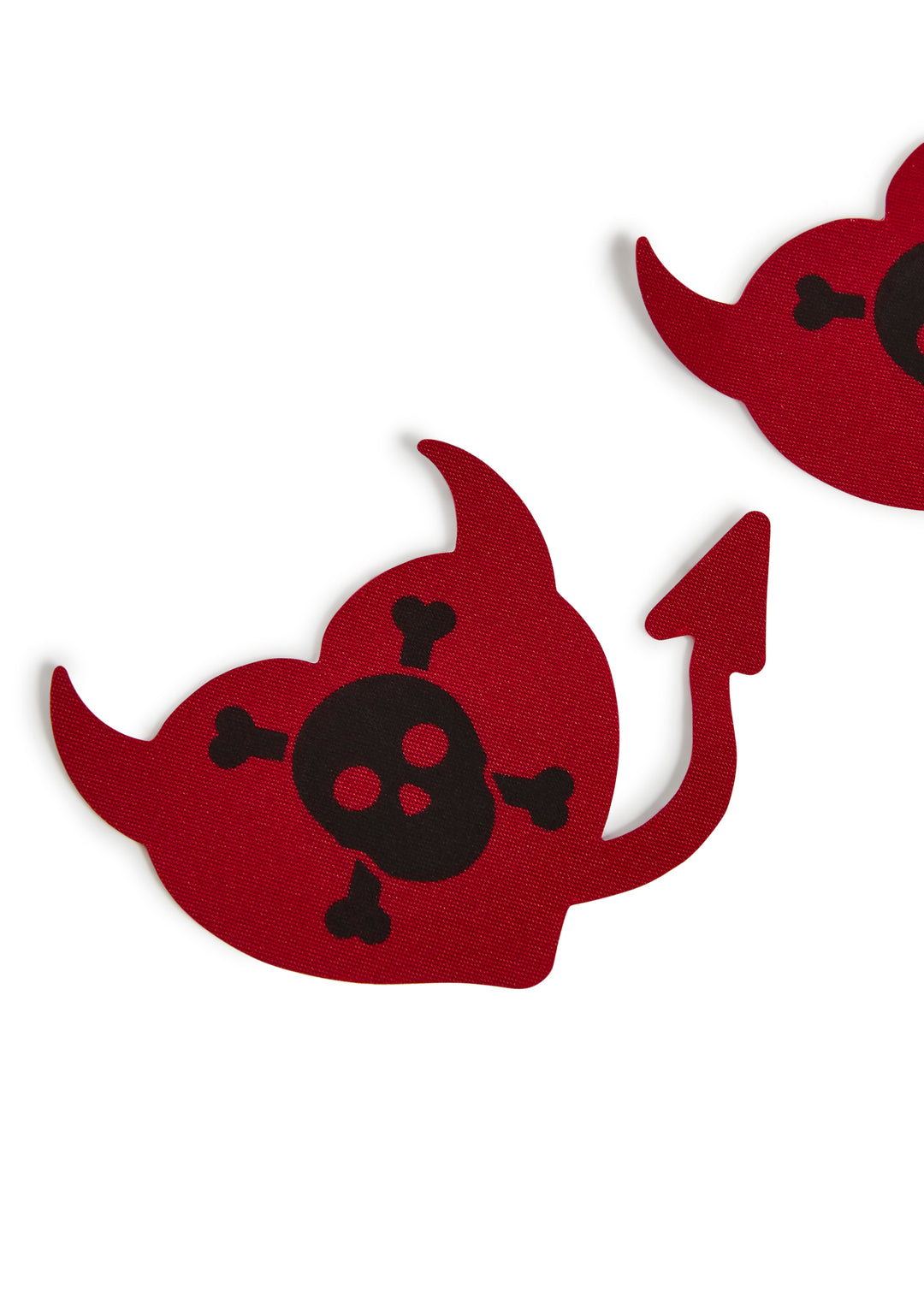 Skull And Crossbones Devil Heart Pasties - Red - Image 2