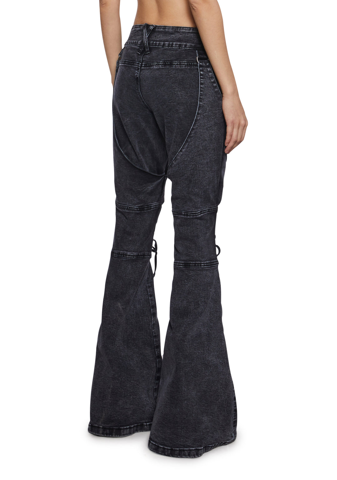 Womens Lace Up Flare Jeans Generation Kiss - Black - Image 4