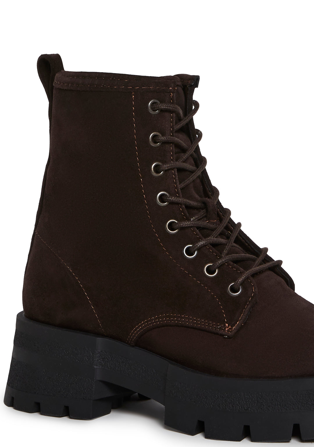 Steve Madden Faux Suede Lace Up Ankle Boots - Brown - Image 2