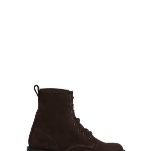 Steve Madden Faux Suede Lace Up Ankle Boots - Brown