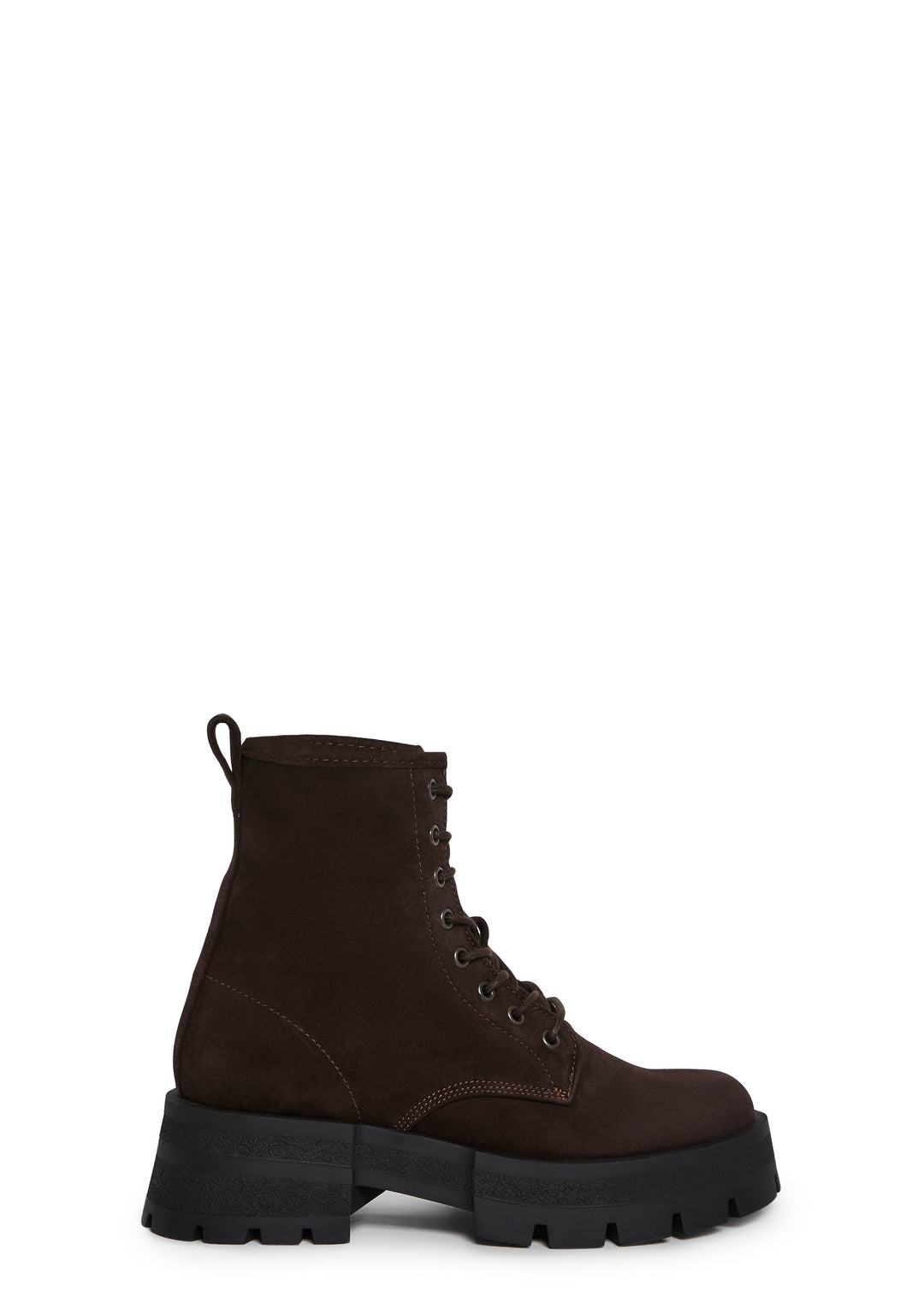 Steve Madden Faux Suede Lace Up Ankle Boots - Brown