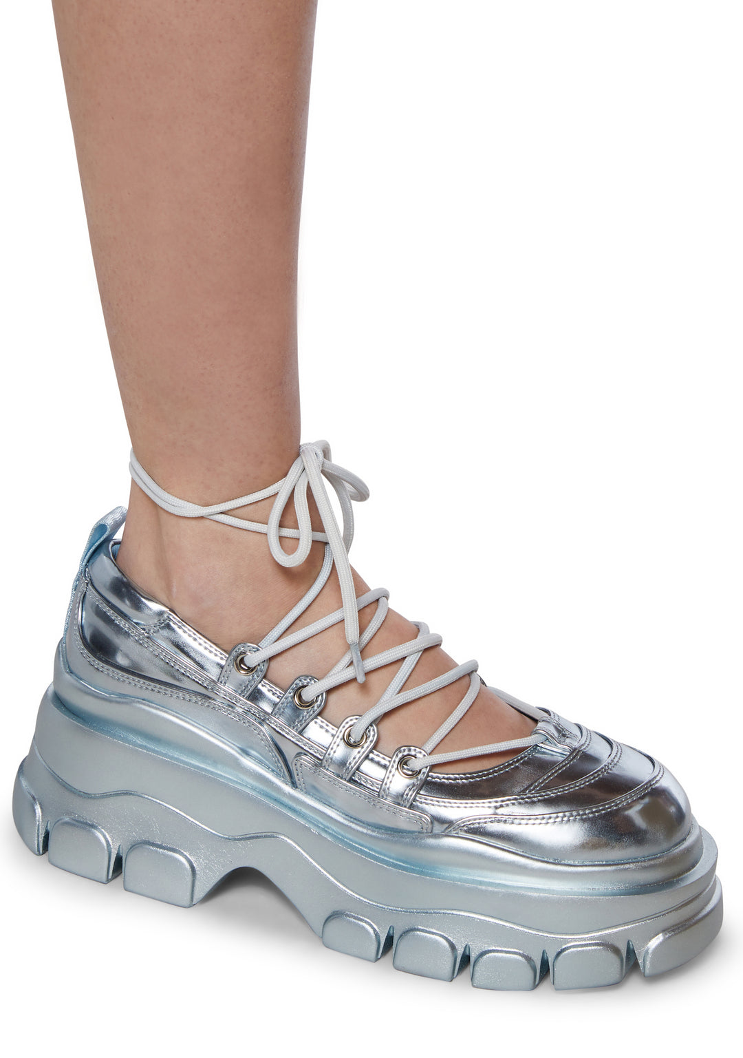Metallic Strappy Platform Sneakers Current Mood - Blue - Image 2