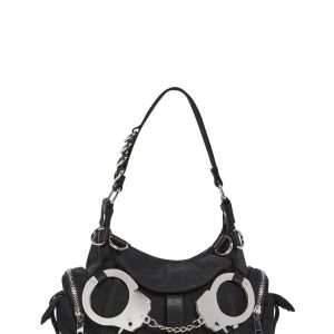 Womens Handbag With Hand Cuffs Darker Wavs - Black