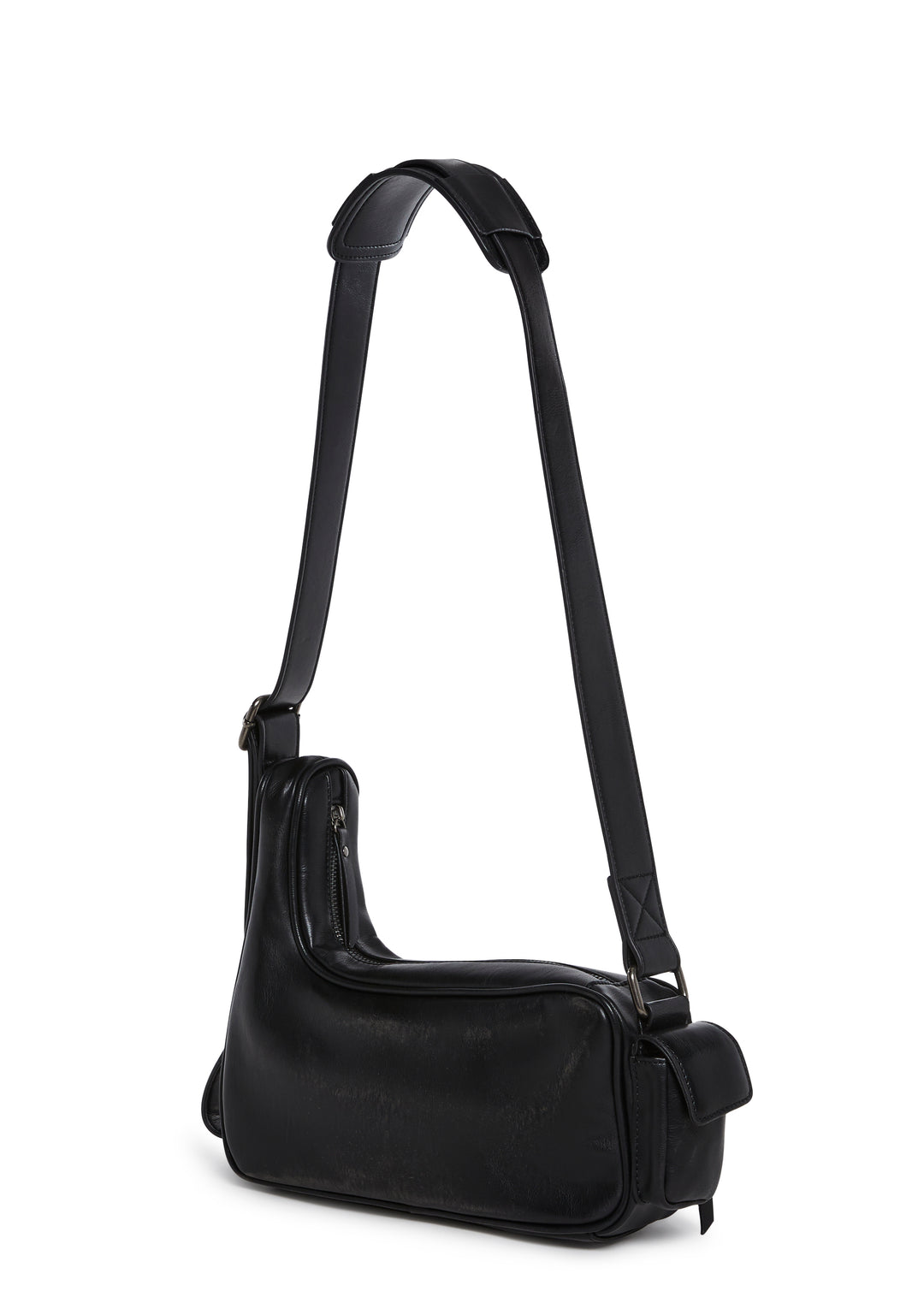 Womens Vegan Leather Cargo Shoulder Crossbody Bag Current Mood - Black - Image 4