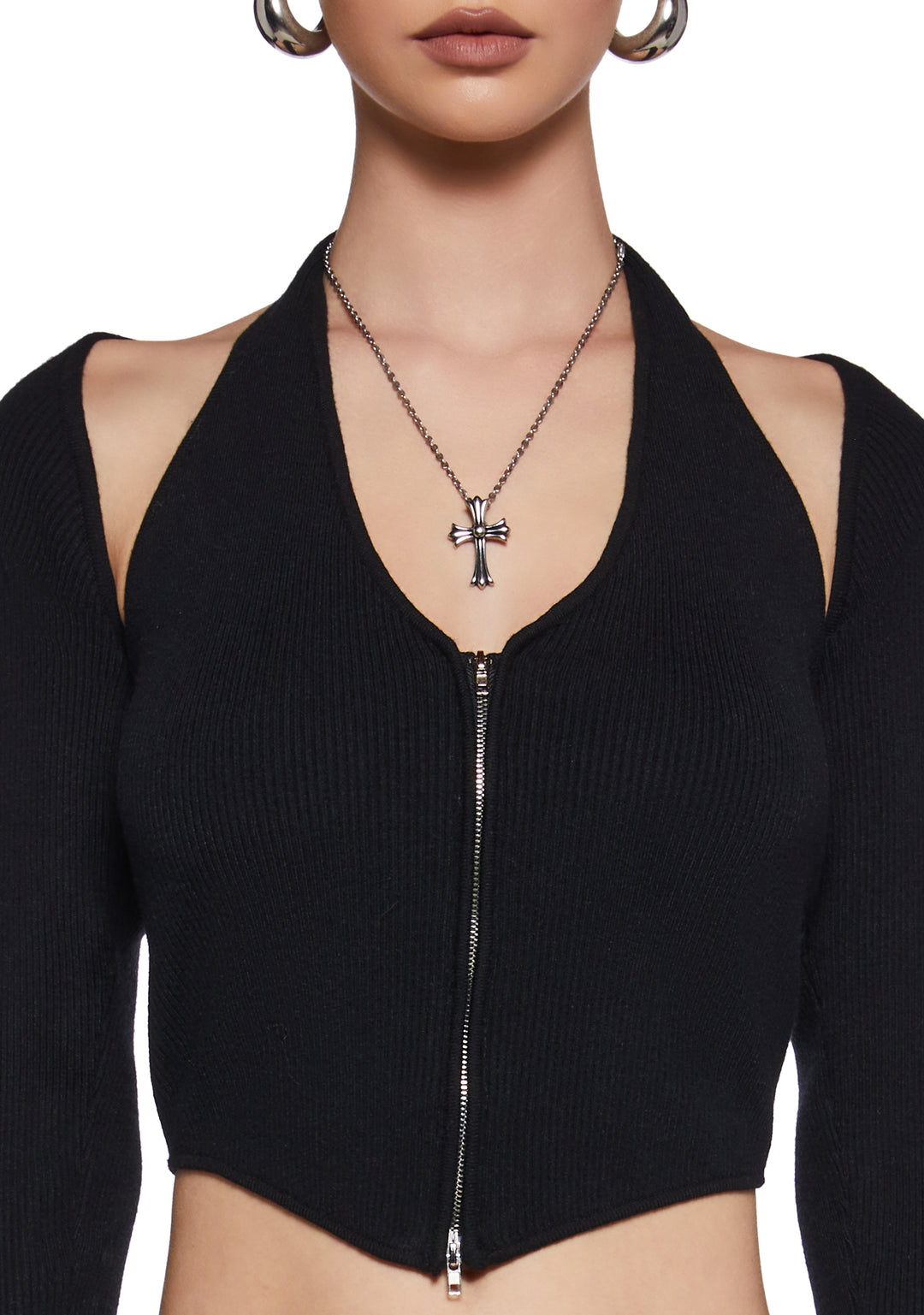 Womens Sexy Halter Top And Shrug Set - Black - Image 5