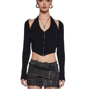 Womens Sexy Halter Top And Shrug Set - Black